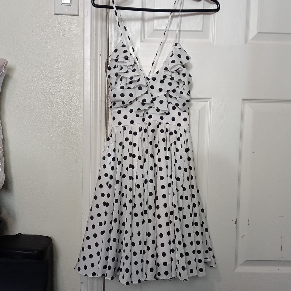Ark & Co White Polka Dot Ruffle Mini Dress